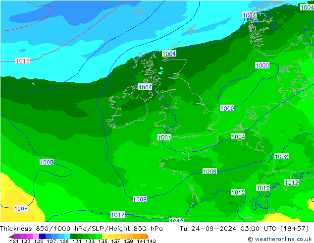 Thck 850-1000 hPa Arpege-eu Út 24.09.2024 03 UTC