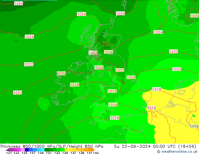 Thck 850-1000 hPa Arpege-eu Dom 22.09.2024 00 UTC