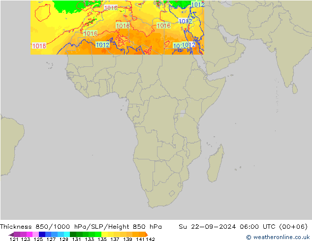 Schichtdicke 850-1000 hPa Arpege-eu So 22.09.2024 06 UTC