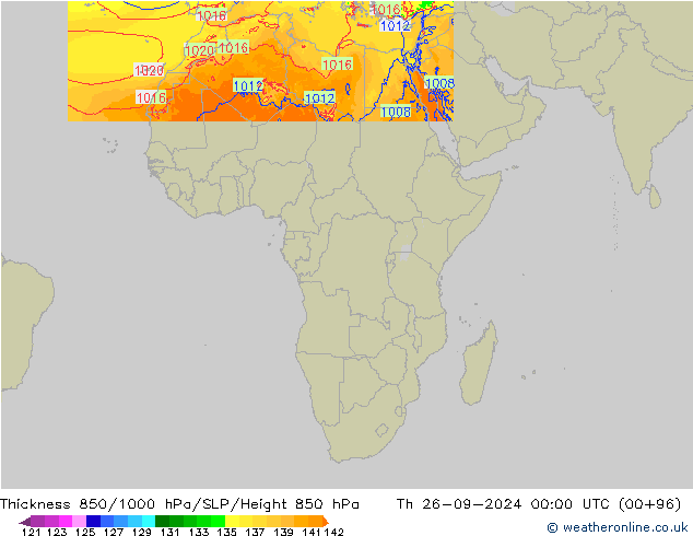 Thck 850-1000 hPa Arpege-eu Th 26.09.2024 00 UTC