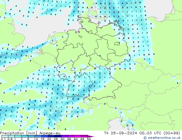 Neerslag Arpege-eu do 26.09.2024 03 UTC