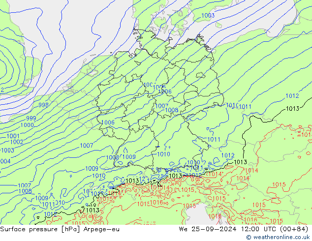 Surface pressure Arpege-eu We 25.09.2024 12 UTC