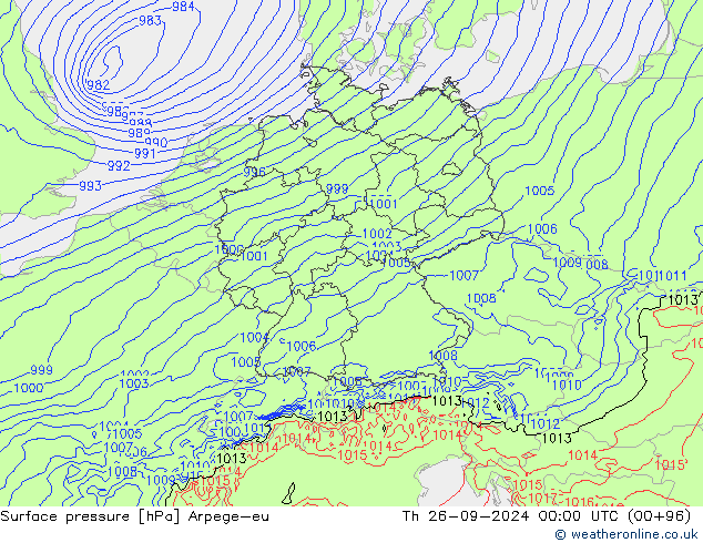 Surface pressure Arpege-eu Th 26.09.2024 00 UTC