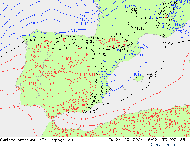 Surface pressure Arpege-eu Tu 24.09.2024 15 UTC