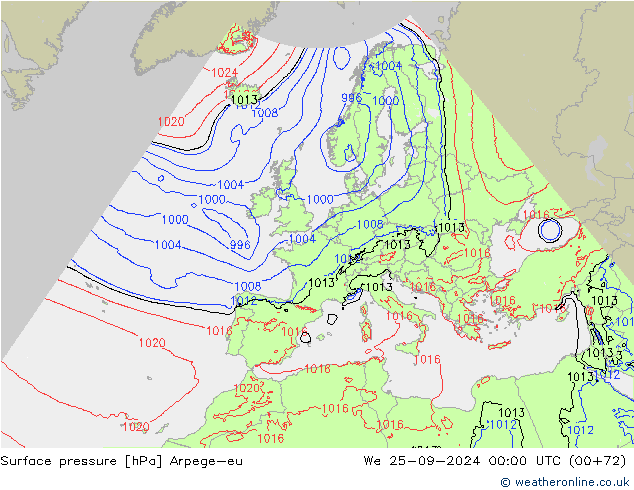 Bodendruck Arpege-eu Mi 25.09.2024 00 UTC