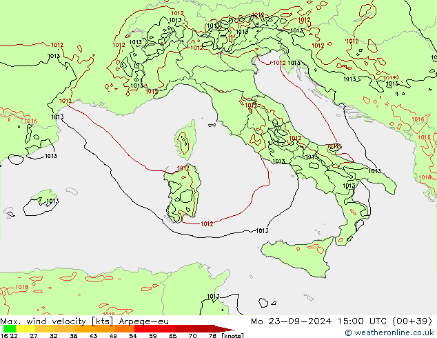 Windböen Arpege-eu Mo 23.09.2024 15 UTC