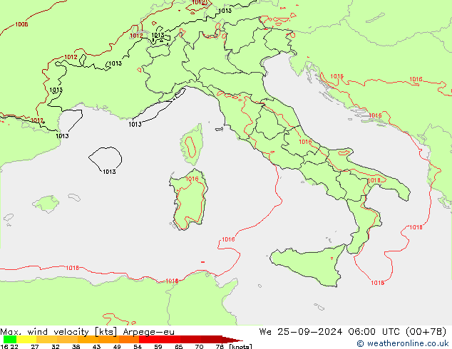 Windböen Arpege-eu Mi 25.09.2024 06 UTC