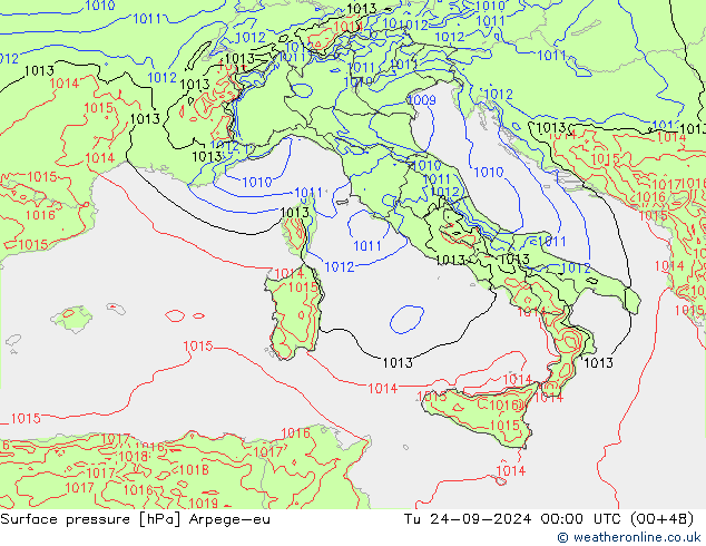 Surface pressure Arpege-eu Tu 24.09.2024 00 UTC