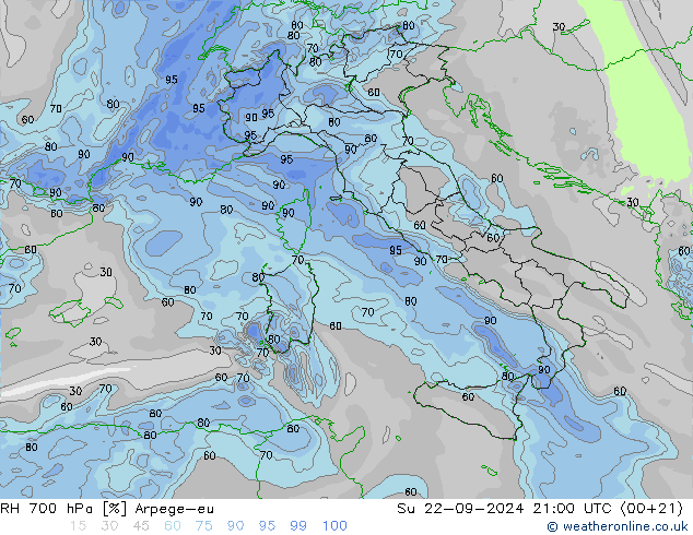 RV 700 hPa Arpege-eu zo 22.09.2024 21 UTC