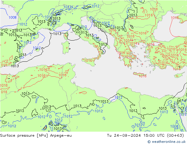 Pressione al suolo Arpege-eu mar 24.09.2024 15 UTC