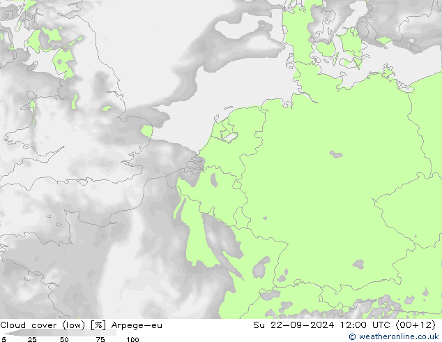 Wolken (tief) Arpege-eu So 22.09.2024 12 UTC