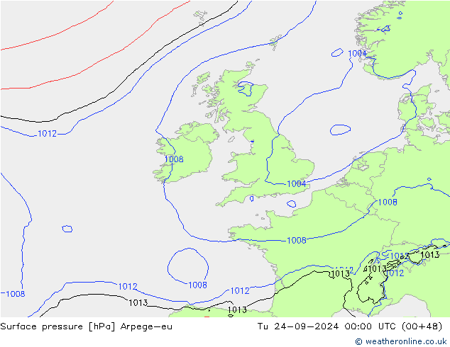 Surface pressure Arpege-eu Tu 24.09.2024 00 UTC