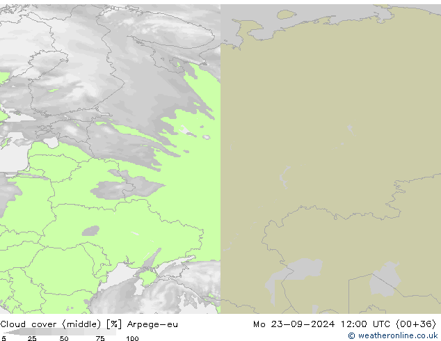 Nubi medie Arpege-eu lun 23.09.2024 12 UTC