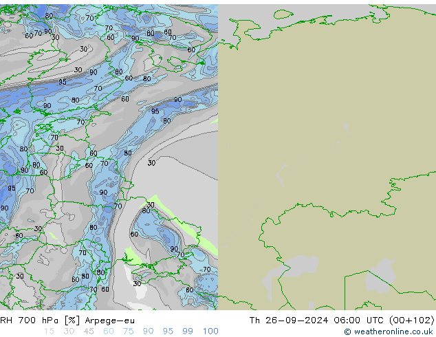 RV 700 hPa Arpege-eu do 26.09.2024 06 UTC