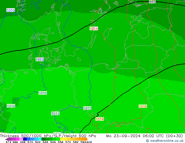 Thck 500-1000hPa Arpege-eu Po 23.09.2024 06 UTC