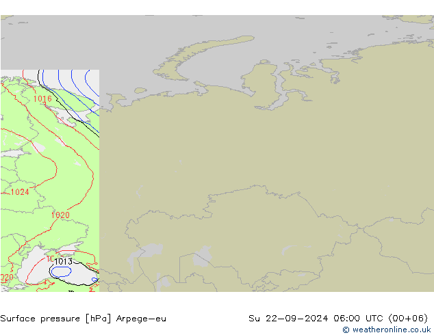 Surface pressure Arpege-eu Su 22.09.2024 06 UTC