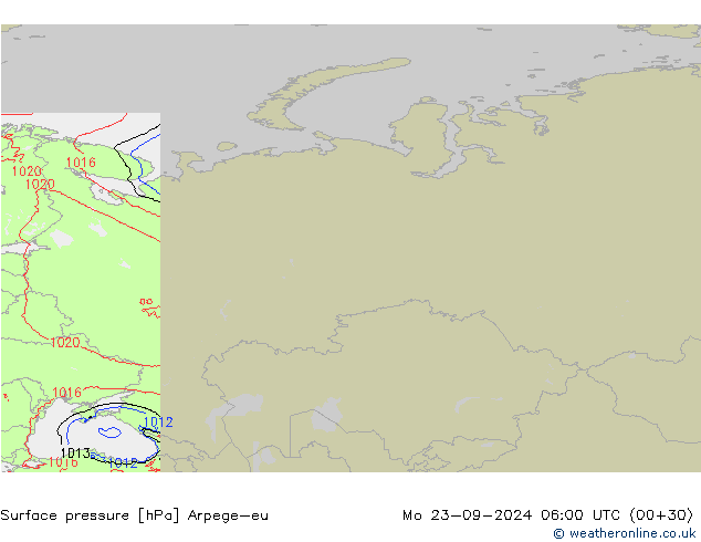 Surface pressure Arpege-eu Mo 23.09.2024 06 UTC