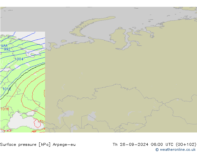 Yer basıncı Arpege-eu Per 26.09.2024 06 UTC