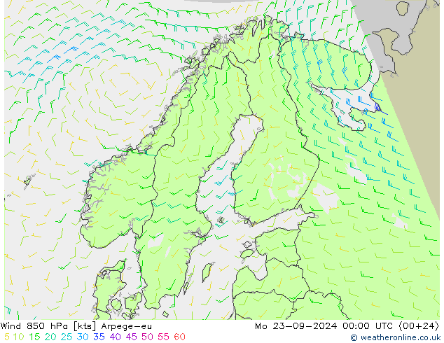 Wind 850 hPa Arpege-eu Mo 23.09.2024 00 UTC