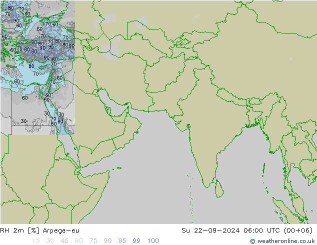 RH 2m Arpege-eu 星期日 22.09.2024 06 UTC