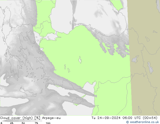 Bulutlar (yüksek) Arpege-eu Sa 24.09.2024 06 UTC