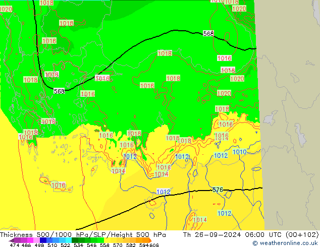 Thck 500-1000hPa Arpege-eu Qui 26.09.2024 06 UTC