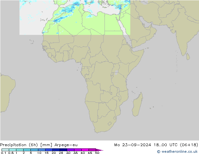 Precipitazione (6h) Arpege-eu lun 23.09.2024 00 UTC