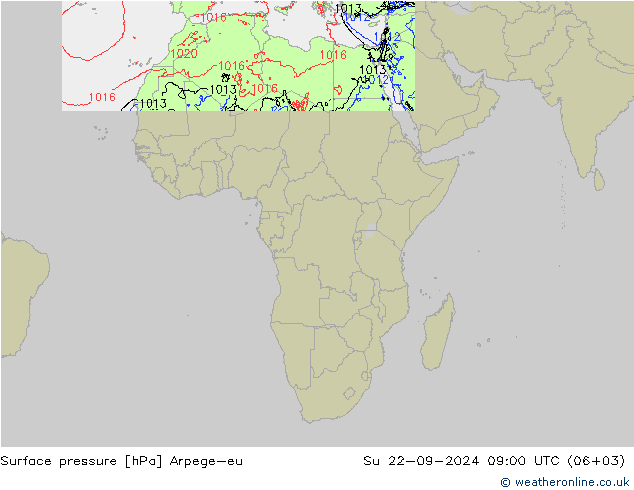 Surface pressure Arpege-eu Su 22.09.2024 09 UTC