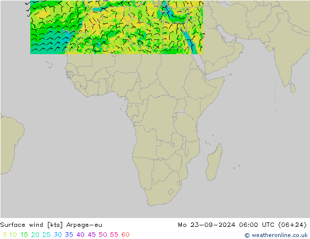 Vento 10 m Arpege-eu lun 23.09.2024 06 UTC