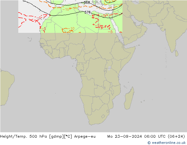 Height/Temp. 500 hPa Arpege-eu lun 23.09.2024 06 UTC