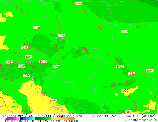 Thck 850-1000 hPa Arpege-eu Ne 22.09.2024 09 UTC