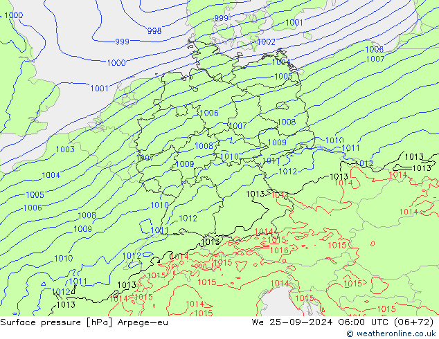 Surface pressure Arpege-eu We 25.09.2024 06 UTC