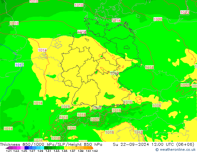 Thck 850-1000 hPa Arpege-eu Su 22.09.2024 12 UTC