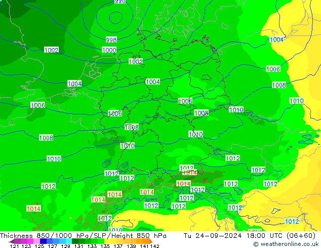 Thck 850-1000 hPa Arpege-eu Tu 24.09.2024 18 UTC