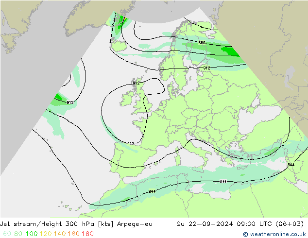 高速氣流 Arpege-eu 星期日 22.09.2024 09 UTC