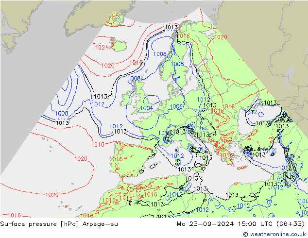 pressão do solo Arpege-eu Seg 23.09.2024 15 UTC