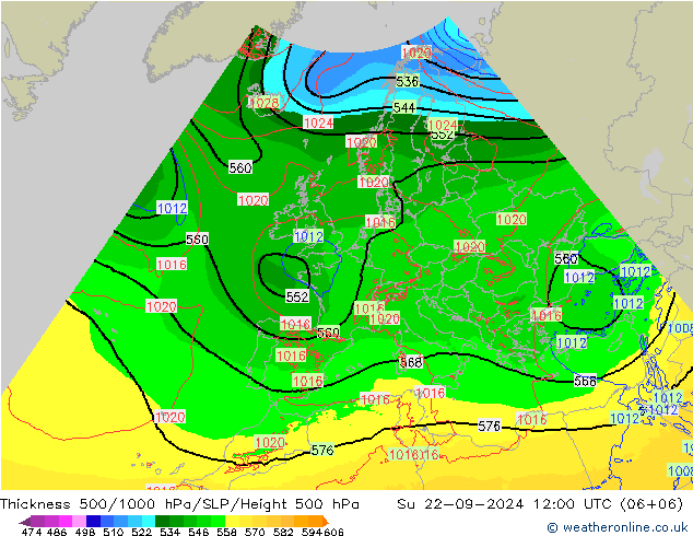 Thck 500-1000hPa Arpege-eu 星期日 22.09.2024 12 UTC