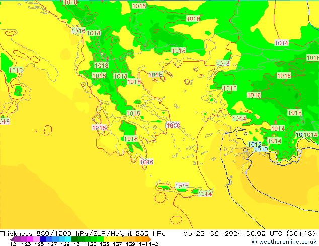 Thck 850-1000 гПа Arpege-eu пн 23.09.2024 00 UTC