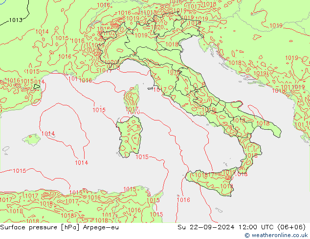 Atmosférický tlak Arpege-eu Ne 22.09.2024 12 UTC