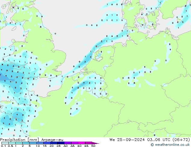 precipitação Arpege-eu Qua 25.09.2024 06 UTC