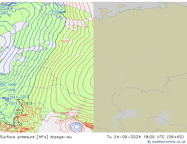 приземное давление Arpege-eu вт 24.09.2024 18 UTC