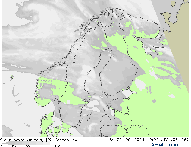 oblačnosti uprostřed Arpege-eu Ne 22.09.2024 12 UTC