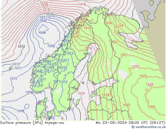 Bodendruck Arpege-eu Mo 23.09.2024 09 UTC