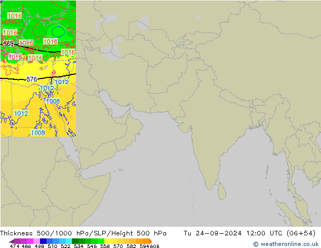 Thck 500-1000гПа Arpege-eu вт 24.09.2024 12 UTC