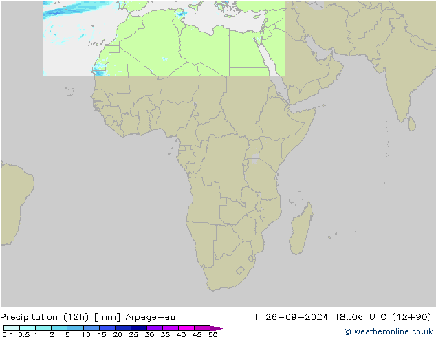 Precipitation (12h) Arpege-eu Th 26.09.2024 06 UTC