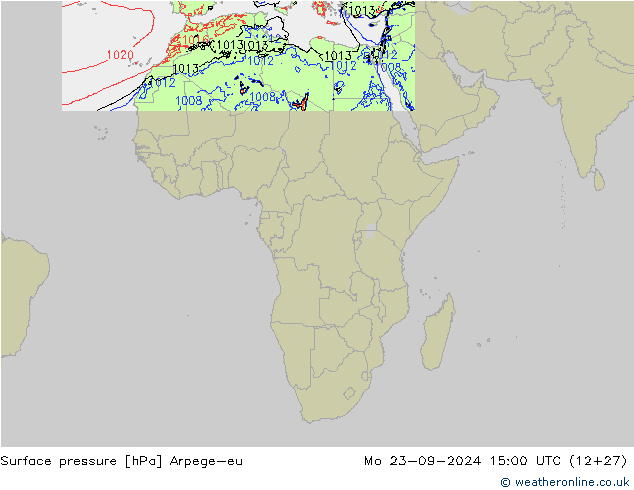 Atmosférický tlak Arpege-eu Po 23.09.2024 15 UTC