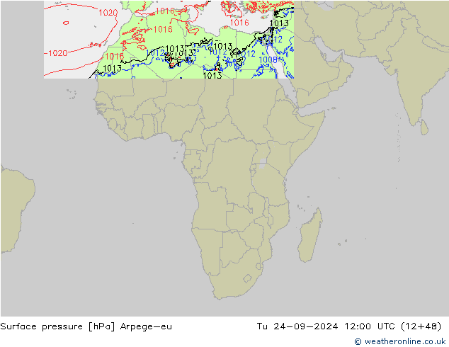 Surface pressure Arpege-eu Tu 24.09.2024 12 UTC