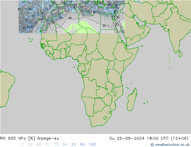 RH 925 hPa Arpege-eu So 22.09.2024 18 UTC