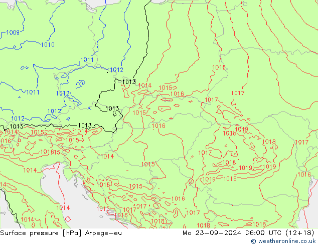 Surface pressure Arpege-eu Mo 23.09.2024 06 UTC