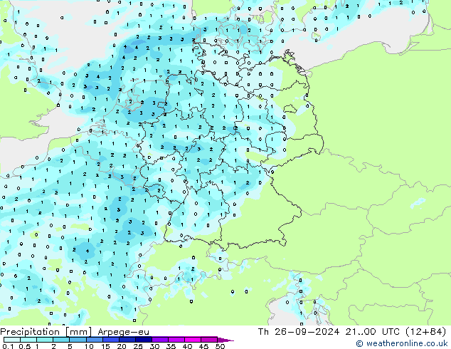 precipitação Arpege-eu Qui 26.09.2024 00 UTC